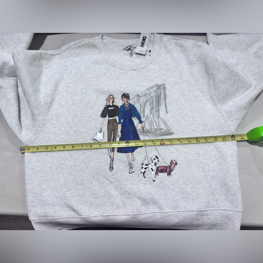 DKNY Light Gray Graphic Crew Neck Sweater - Picture 4 of 15